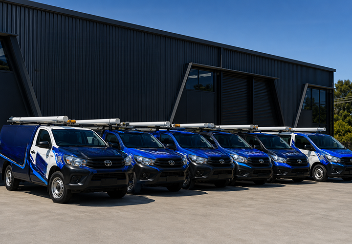 Fleet of Gordon Blocked Drains plumbing vans