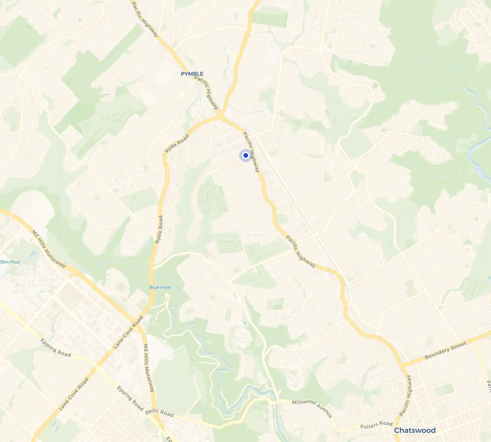 Map of the Gordon service area and the surrounding Upper North Shore, showing Gordon and the nearby streets we cover.
