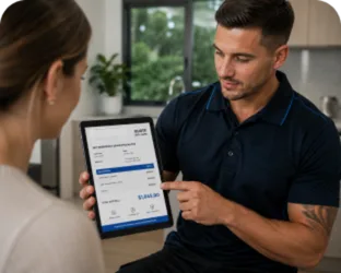 Plumber explaining a service estimate in Gordon